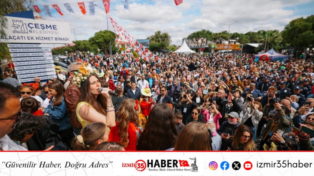 15. Uluslararası Ala&ccedil;atı Ot Festivali&rsquo;nin g&ouml;rkemli korteji ve 23 Nisan gururu bir arada