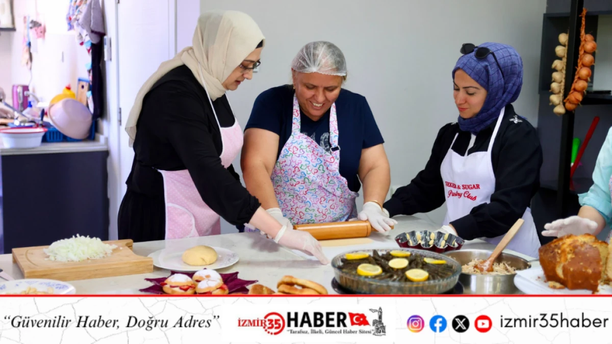 Bucalı kadınlar mutfakta hem &ouml;ğreniyor hem &uuml;retiyor