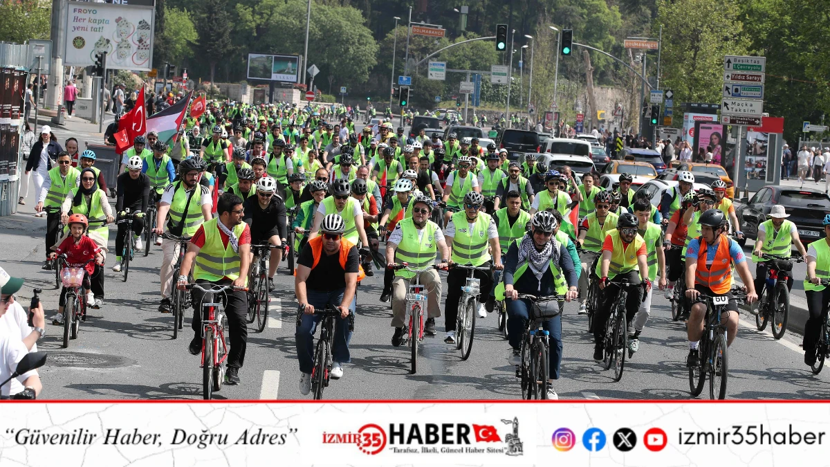 GAZZE İ&Ccedil;İN Y&Uuml;ZLERCE KİŞİ PEDAL &Ccedil;EVİRDİ