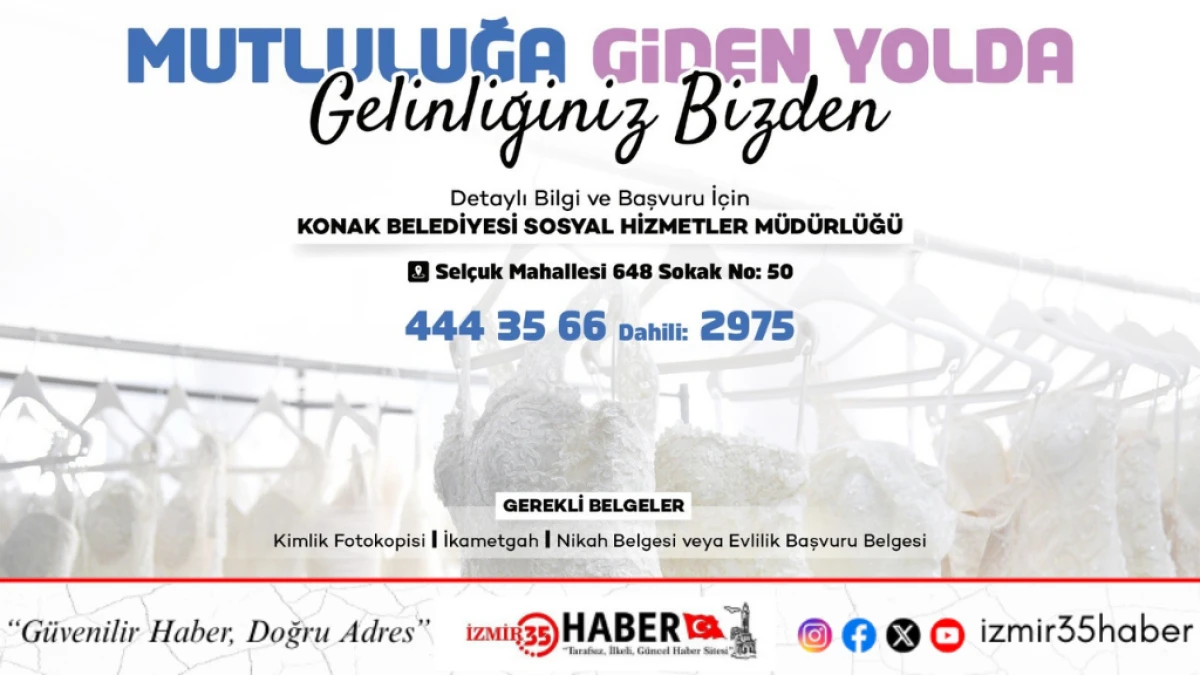 Konak&rsquo;tan mutluluk yolundaki &ccedil;iftlere gelinlik desteği