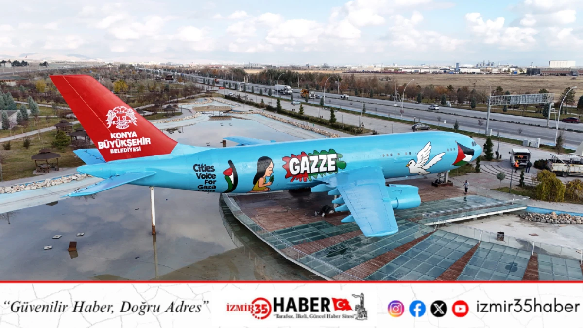 KONYA BÜYÜKŞEHİR, ŞEHRE GELENLERİ GAZZE MESAJIYLA KARŞILIYOR