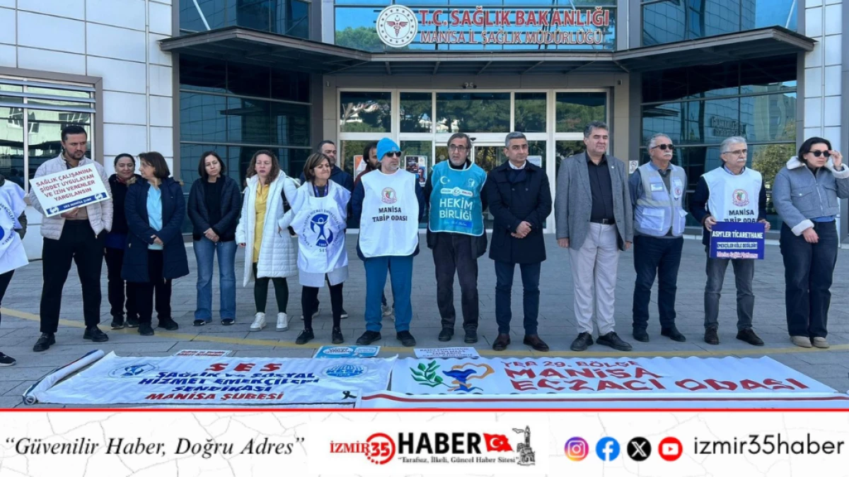 Manisa&rsquo;da sendikalar aile sağlığı merkezlerinde artan iş y&uuml;k&uuml;n&uuml; protesto etti.