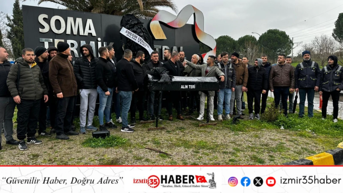 TES-İŞ&rsquo;ten Soma Termik Santrali &Ouml;n&uuml;nde Siyah Tabutlu Eylem