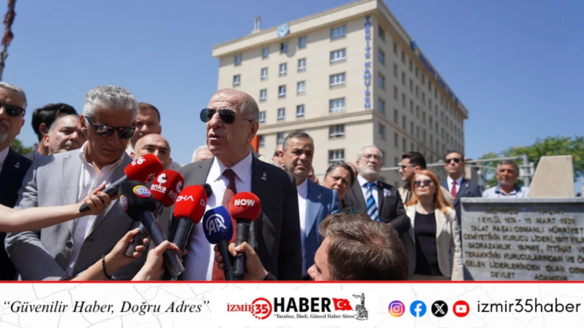 Ümit Özdağ, Talat Paşa Anıtı önünde Basın Açıklaması yaptı.